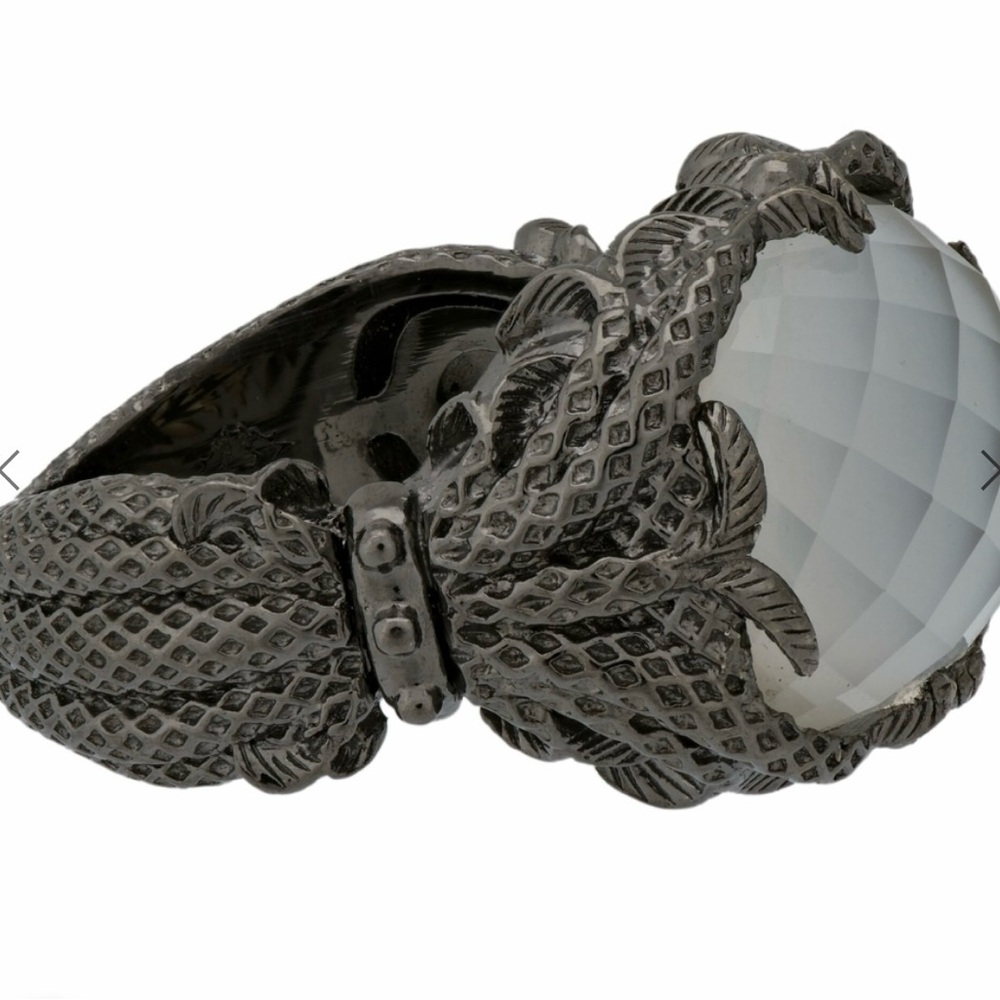 Stephen Webster Jewels Verne Womens Crystal Haze Silver Fishing Ring Size 7